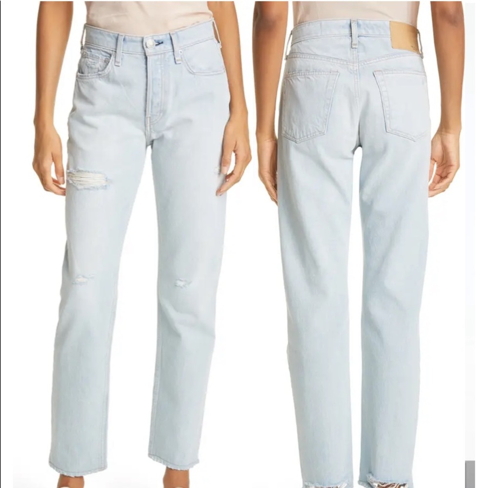 Maya Ripped High Waist Slim Fit Straight Jeans